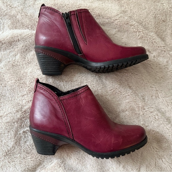 NWT Spring Step Leather Ankle Boots Burgundy Size EU 37 US 6.5 - Picture 1 of 8